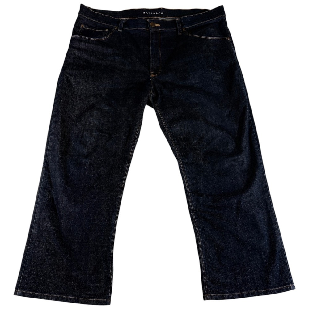 Mott & Bow Straight Jeans Mens 40x32 Blue Denim Premium Stretch Dark Wash Rugged